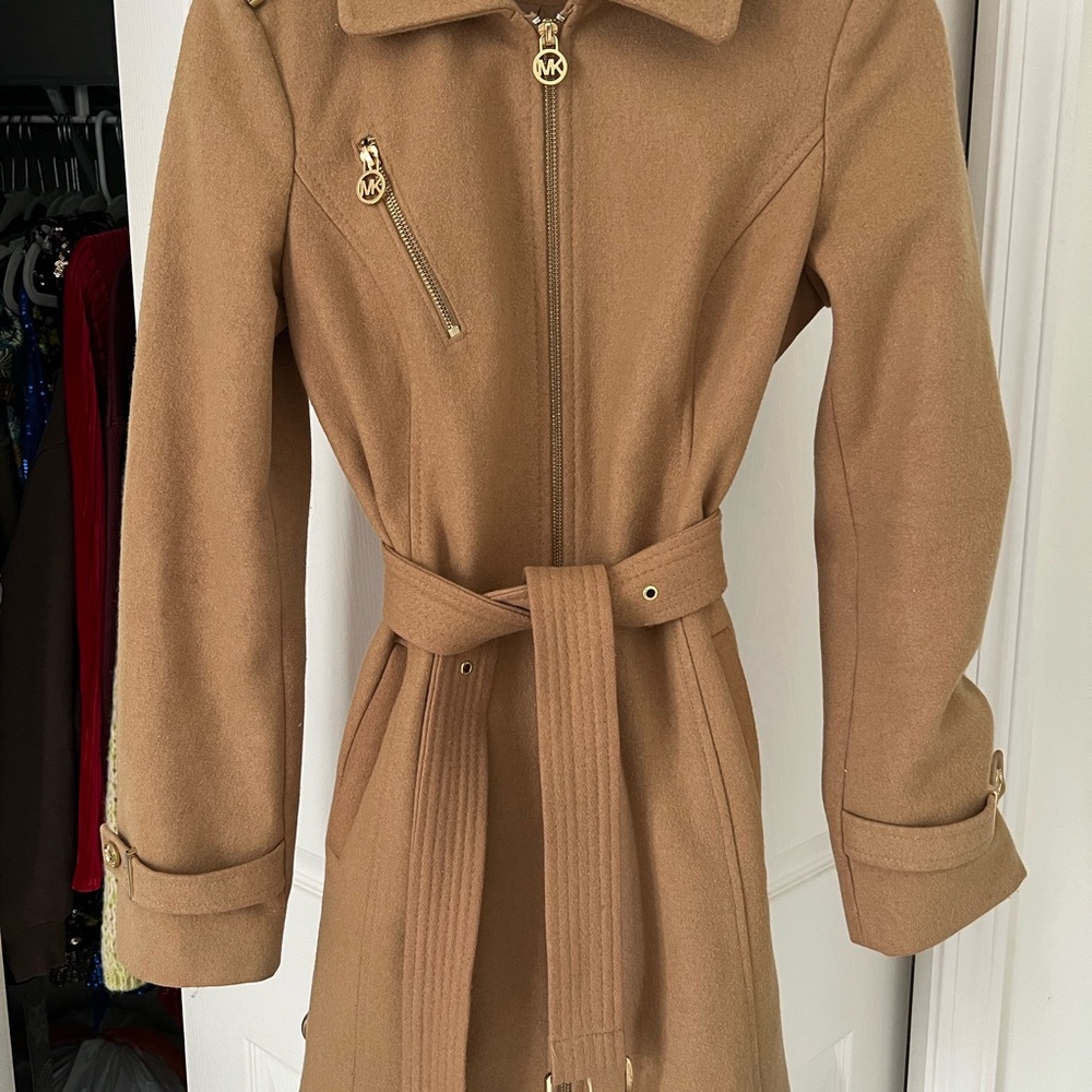 MICHAEL Michael Kors Camel Belted Trench Coat